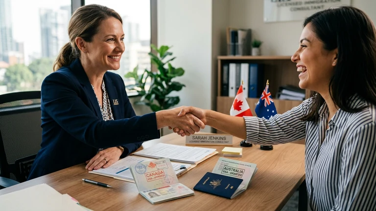 Licensed immigration consultant approving client visas